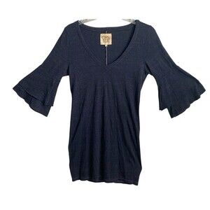Chaser Dress Sz‎ M Blue Mini Tiered Bell Sleeves Classic Feminine Lightweight